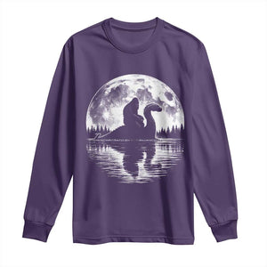 Funny Bigfoot Loch Ness Monster Long Sleeve Shirt Retro Sasquatch Nessie Funny Cryptid Moon TS10 Purple Print Your Wear