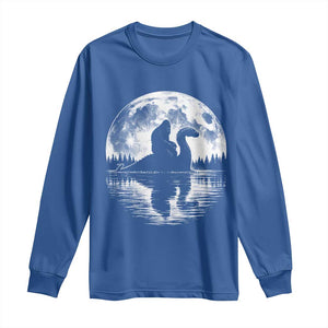 Funny Bigfoot Loch Ness Monster Long Sleeve Shirt Retro Sasquatch Nessie Funny Cryptid Moon TS10 Royal Blue Print Your Wear