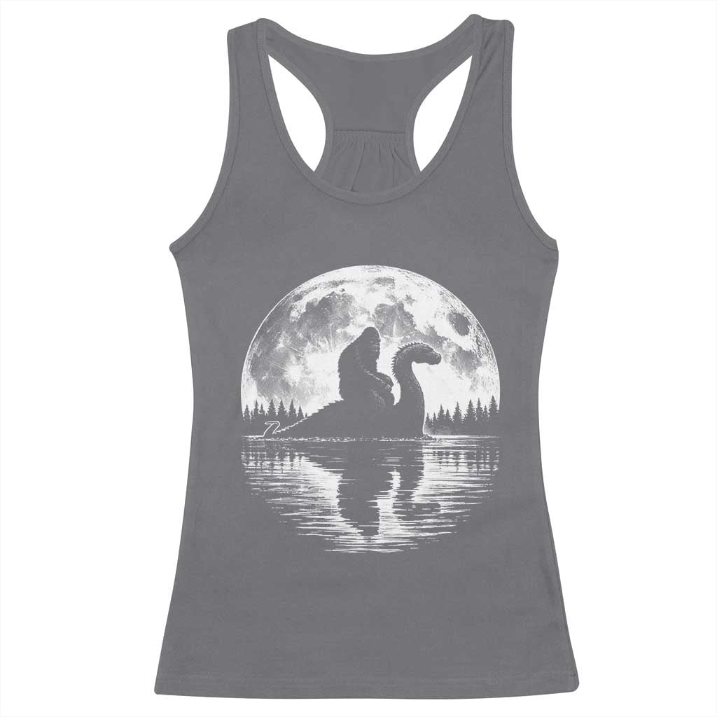Funny Bigfoot Loch Ness Monster Racerback Tank Top Retro Sasquatch Nessie Funny Cryptid Moon TS10 Charcoal Print Your Wear