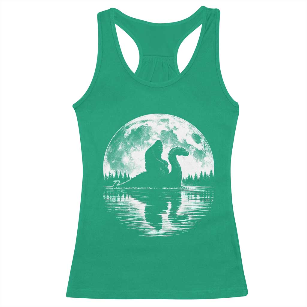 Funny Bigfoot Loch Ness Monster Racerback Tank Top Retro Sasquatch Nessie Funny Cryptid Moon TS10 Irish Green Print Your Wear