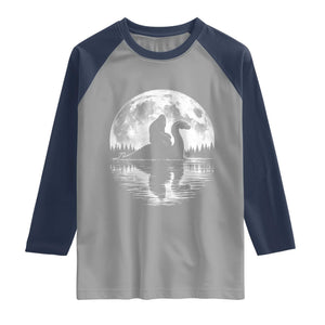 Funny Bigfoot Loch Ness Monster Raglan Shirt Retro Sasquatch Nessie Funny Cryptid Moon TS10 Sport Gray Navy Print Your Wear