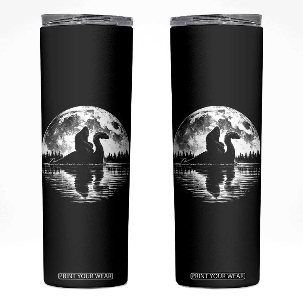 Funny Bigfoot Loch Ness Monster Skinny Tumbler Retro Sasquatch Nessie Funny Cryptid Moon TS10 Black Print Your Wear