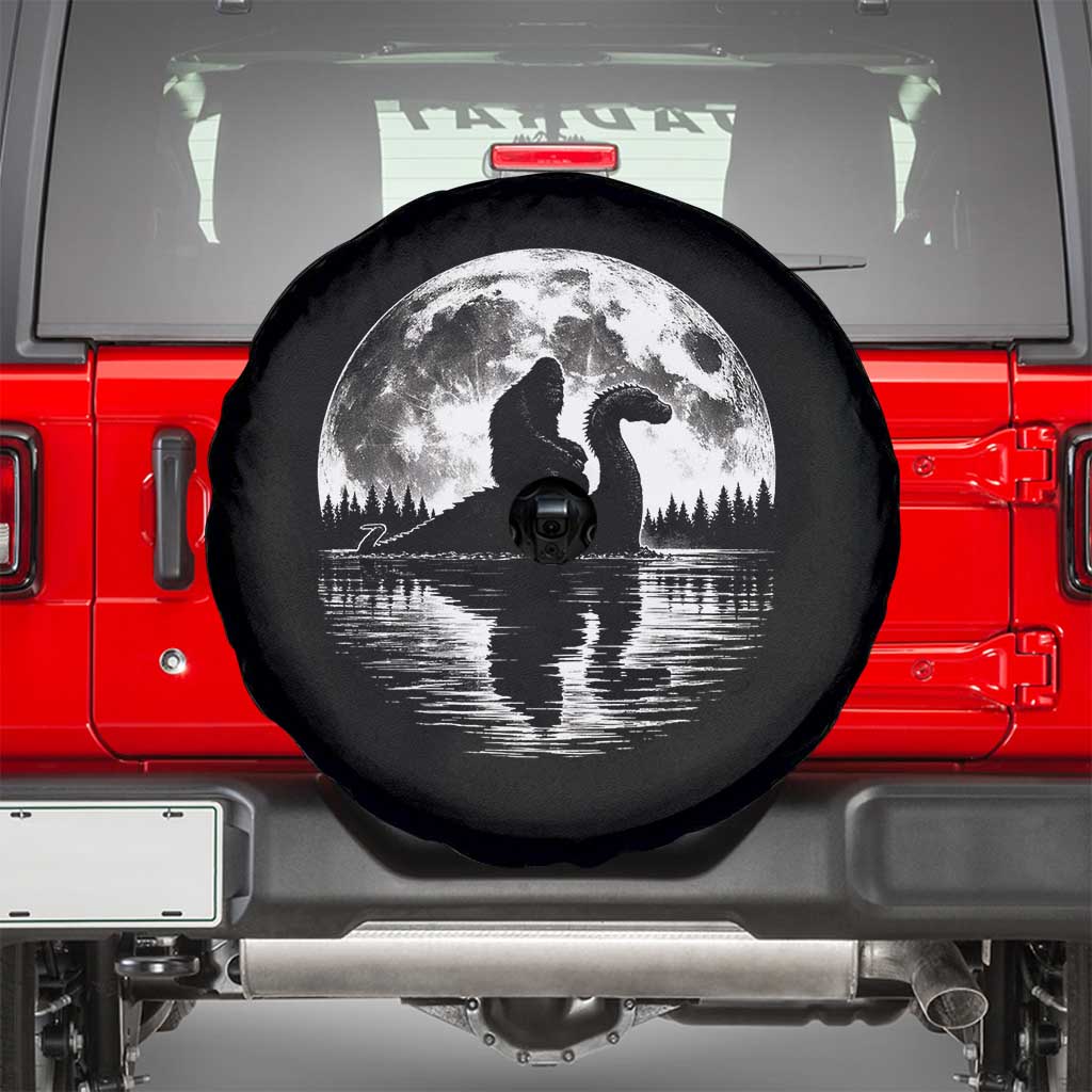 Funny Bigfoot Loch Ness Monster Spare Tire Cover Retro Sasquatch Nessie Funny Cryptid Moon TS10 Black Print Your Wear