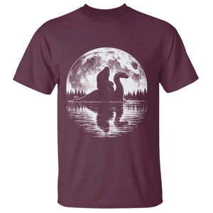 Funny Bigfoot Loch Ness Monster T Shirt Retro Sasquatch Nessie Funny Cryptid Moon TS10 Maroon Print Your Wear