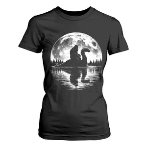 Funny Bigfoot Loch Ness Monster T Shirt For Women Retro Sasquatch Nessie Funny Cryptid Moon TS10 Black Print Your Wear
