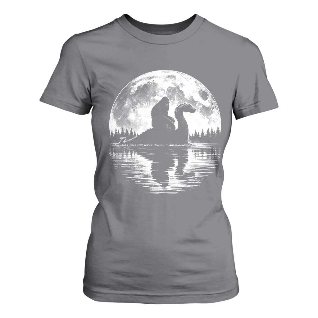 Funny Bigfoot Loch Ness Monster T Shirt For Women Retro Sasquatch Nessie Funny Cryptid Moon TS10 Charcoal Print Your Wear