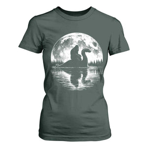 Funny Bigfoot Loch Ness Monster T Shirt For Women Retro Sasquatch Nessie Funny Cryptid Moon TS10 Dark Forest Green Print Your Wear