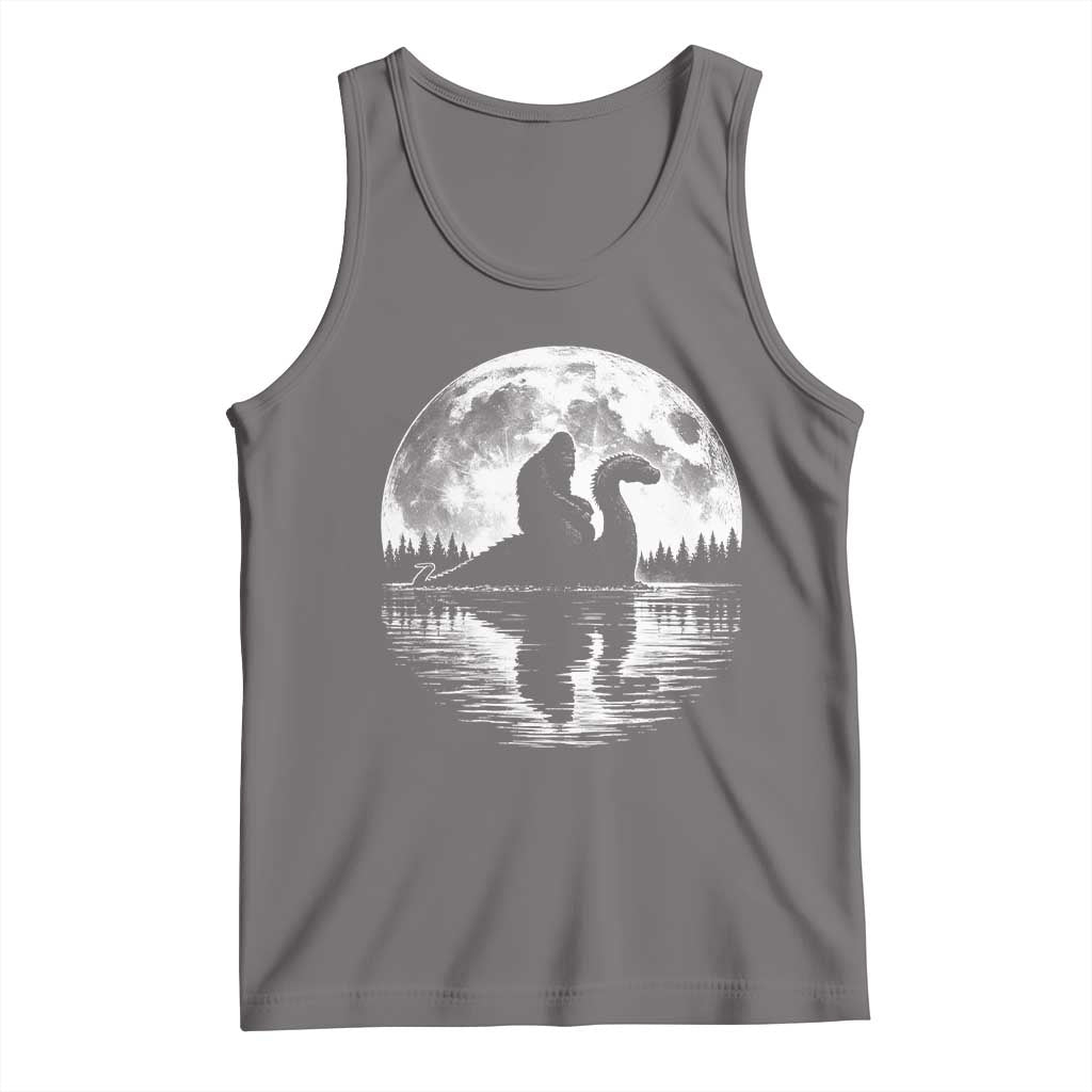 Funny Bigfoot Loch Ness Monster Tank Top Retro Sasquatch Nessie Funny Cryptid Moon TS10 Deep Heather Print Your Wear