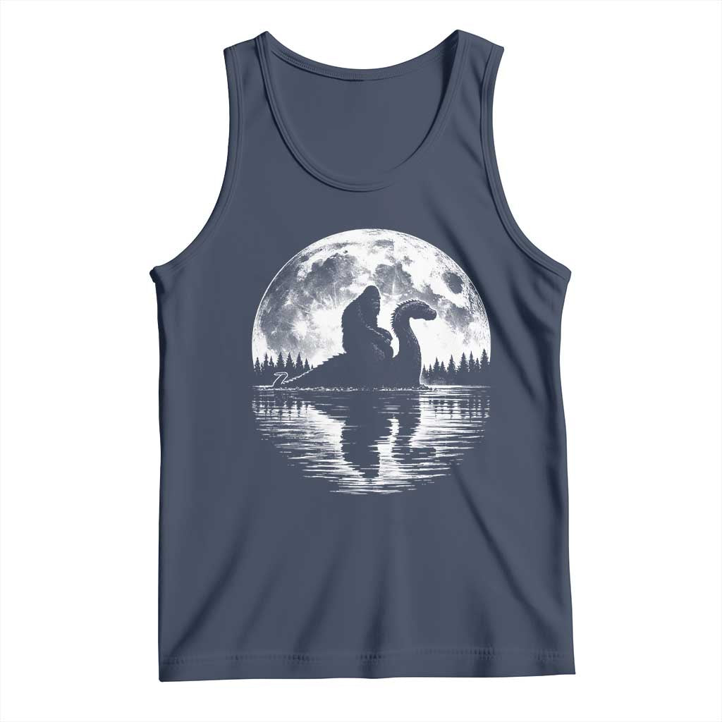 Funny Bigfoot Loch Ness Monster Tank Top Retro Sasquatch Nessie Funny Cryptid Moon TS10 Navy Print Your Wear