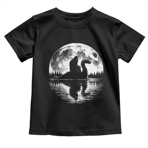 Funny Bigfoot Loch Ness Monster Toddler T Shirt Retro Sasquatch Nessie Funny Cryptid Moon TS10 Black Print Your Wear