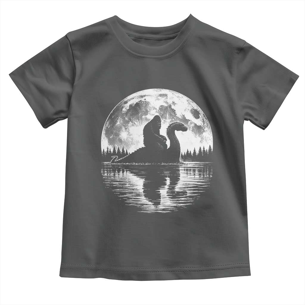 Funny Bigfoot Loch Ness Monster Toddler T Shirt Retro Sasquatch Nessie Funny Cryptid Moon TS10 Dark Heather Print Your Wear