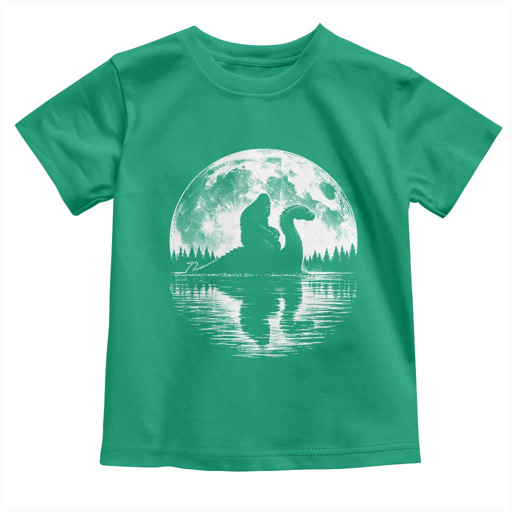 Funny Bigfoot Loch Ness Monster Toddler T Shirt Retro Sasquatch Nessie Funny Cryptid Moon TS10 Irish Green Print Your Wear