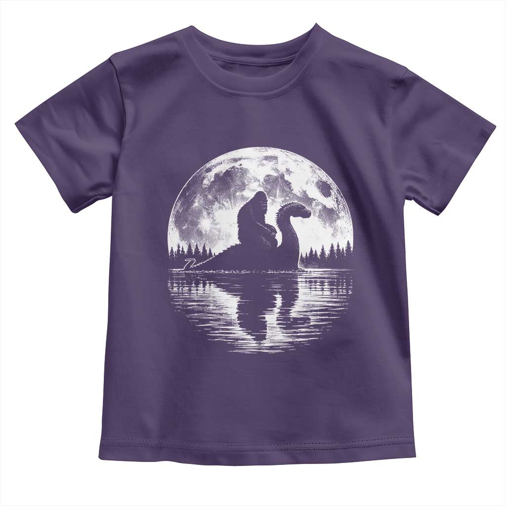 Funny Bigfoot Loch Ness Monster Toddler T Shirt Retro Sasquatch Nessie Funny Cryptid Moon TS10 Purple Print Your Wear