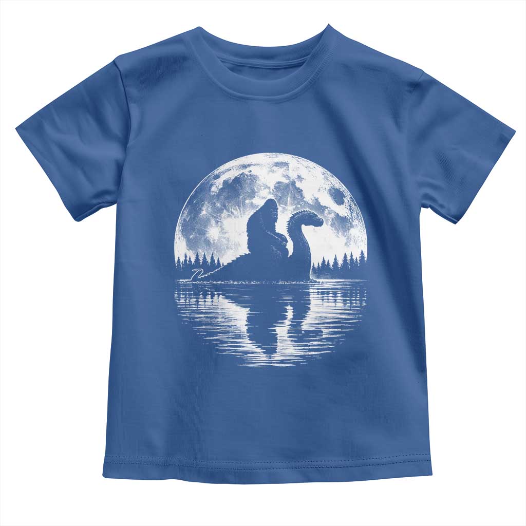 Funny Bigfoot Loch Ness Monster Toddler T Shirt Retro Sasquatch Nessie Funny Cryptid Moon TS10 Royal Blue Print Your Wear