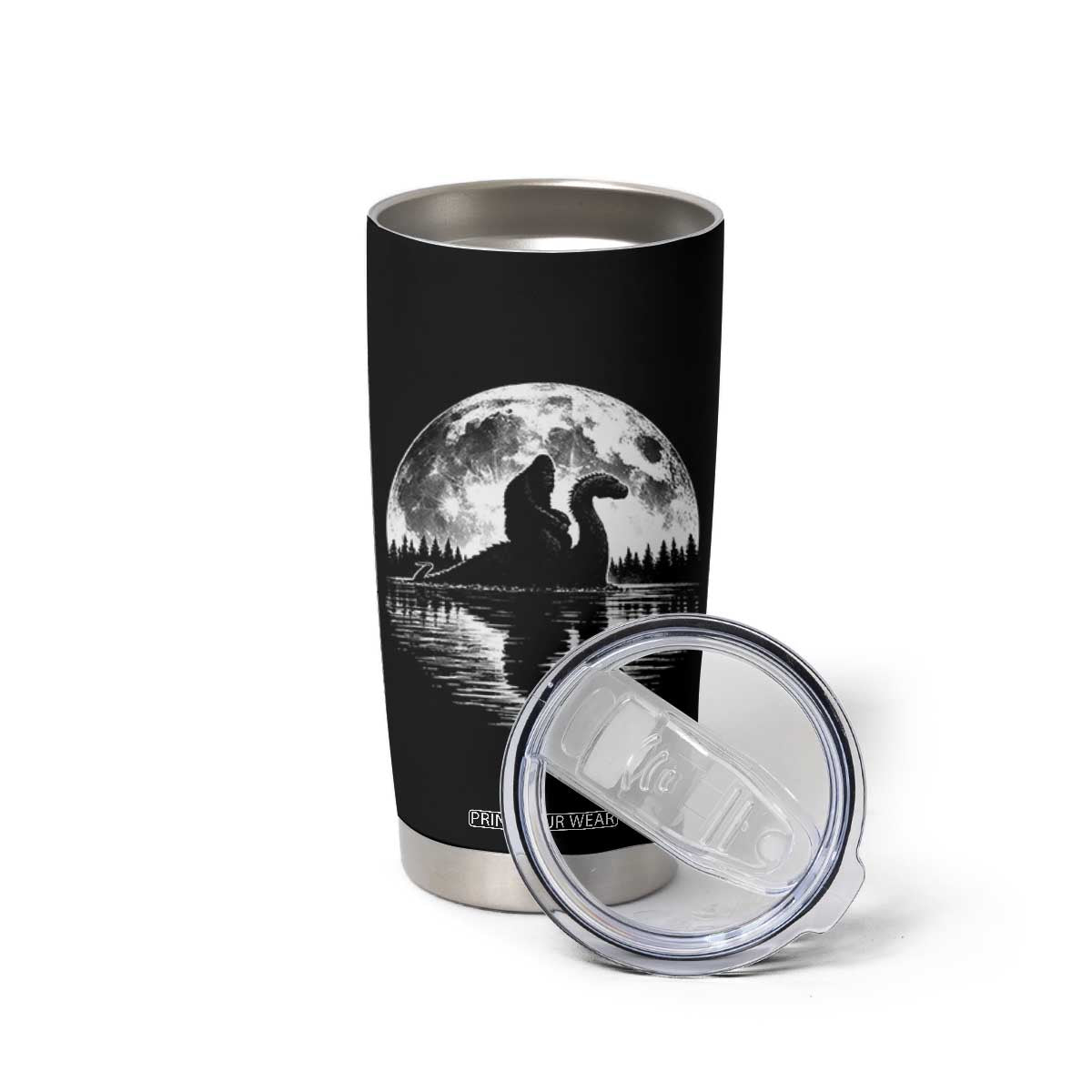 Funny Bigfoot Loch Ness Monster Tumbler Cup Retro Sasquatch Nessie Funny Cryptid Moon TS10 Print Your Wear