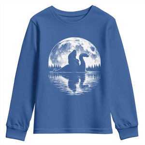 Funny Bigfoot Loch Ness Monster Youth Sweatshirt Retro Sasquatch Nessie Funny Cryptid Moon TS10 Royal Blue Print Your Wear