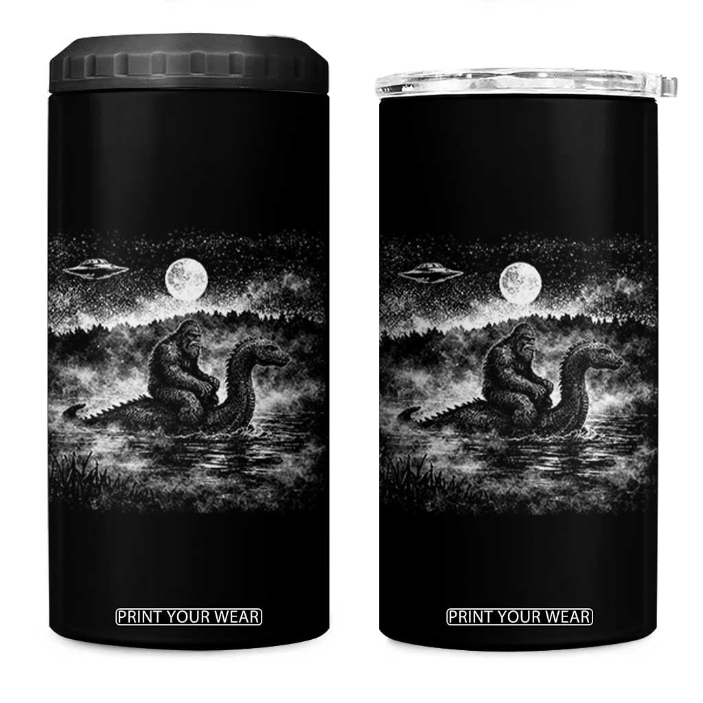 Bigfoot Loch Ness Monster 4 in 1 Can Cooler Tumbler Funny Retro Sasquatch Nessie Funny Cryptid Vintage Graphic TS10 One Size: 16 oz Black Print Your Wear