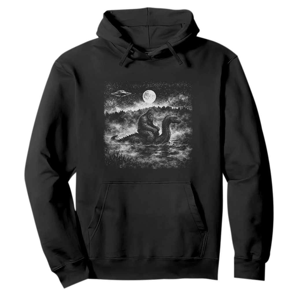 Bigfoot Loch Ness Monster Hoodie Funny Retro Sasquatch Nessie Funny Cryptid Vintage Graphic TS10 Black Print Your Wear