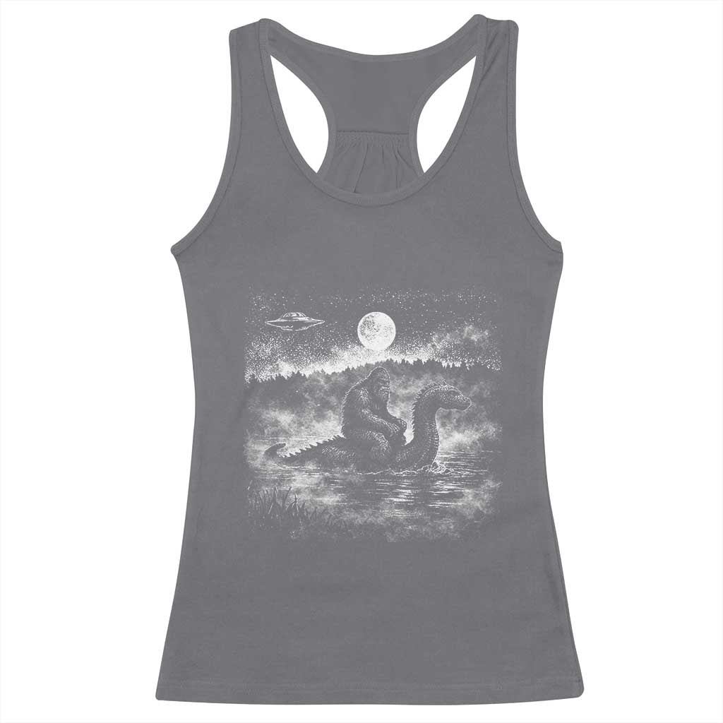 Bigfoot Loch Ness Monster Racerback Tank Top Funny Retro Sasquatch Nessie Funny Cryptid Vintage Graphic TS10 Charcoal Print Your Wear