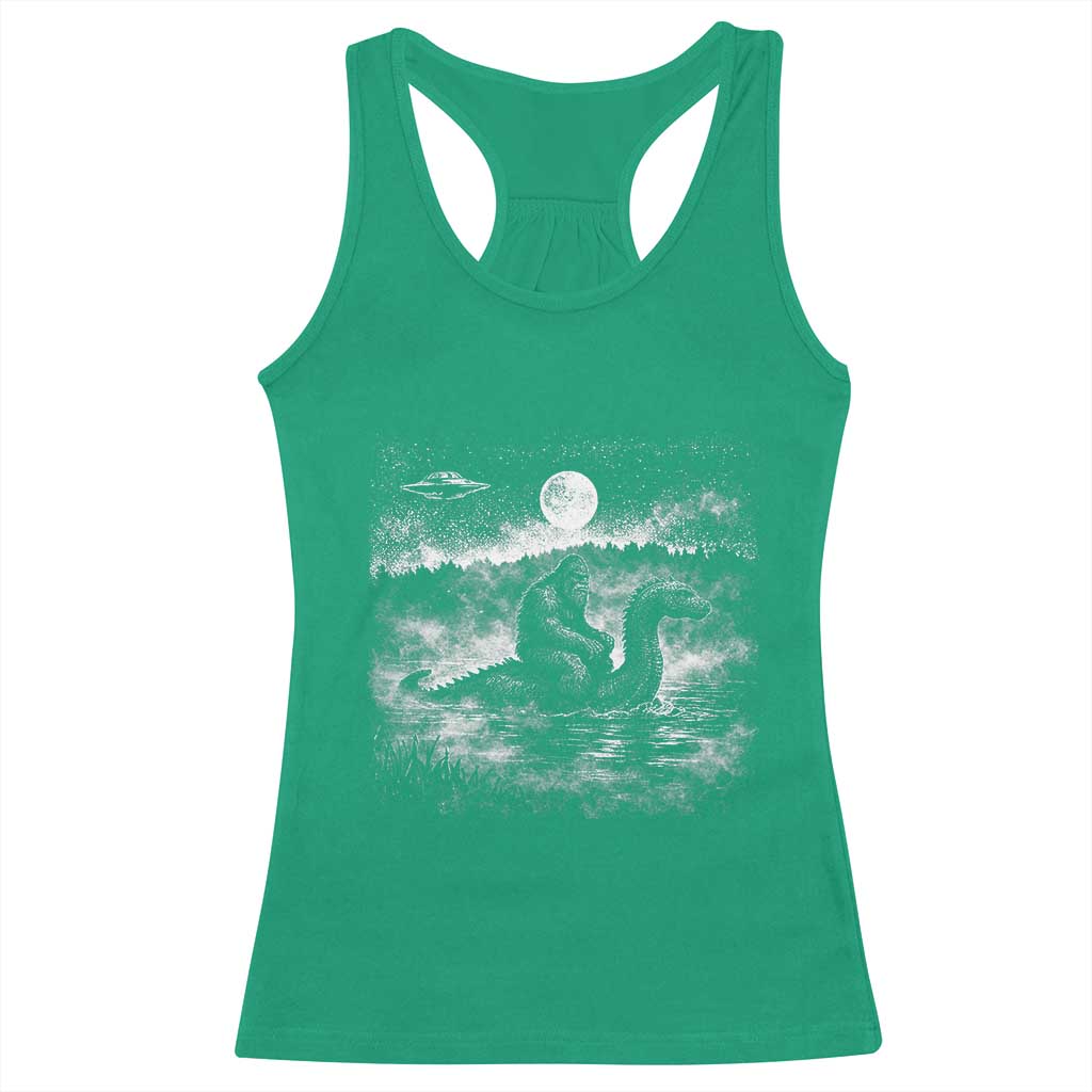 Bigfoot Loch Ness Monster Racerback Tank Top Funny Retro Sasquatch Nessie Funny Cryptid Vintage Graphic TS10 Irish Green Print Your Wear