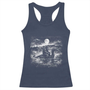 Bigfoot Loch Ness Monster Racerback Tank Top Funny Retro Sasquatch Nessie Funny Cryptid Vintage Graphic TS10 Navy Print Your Wear