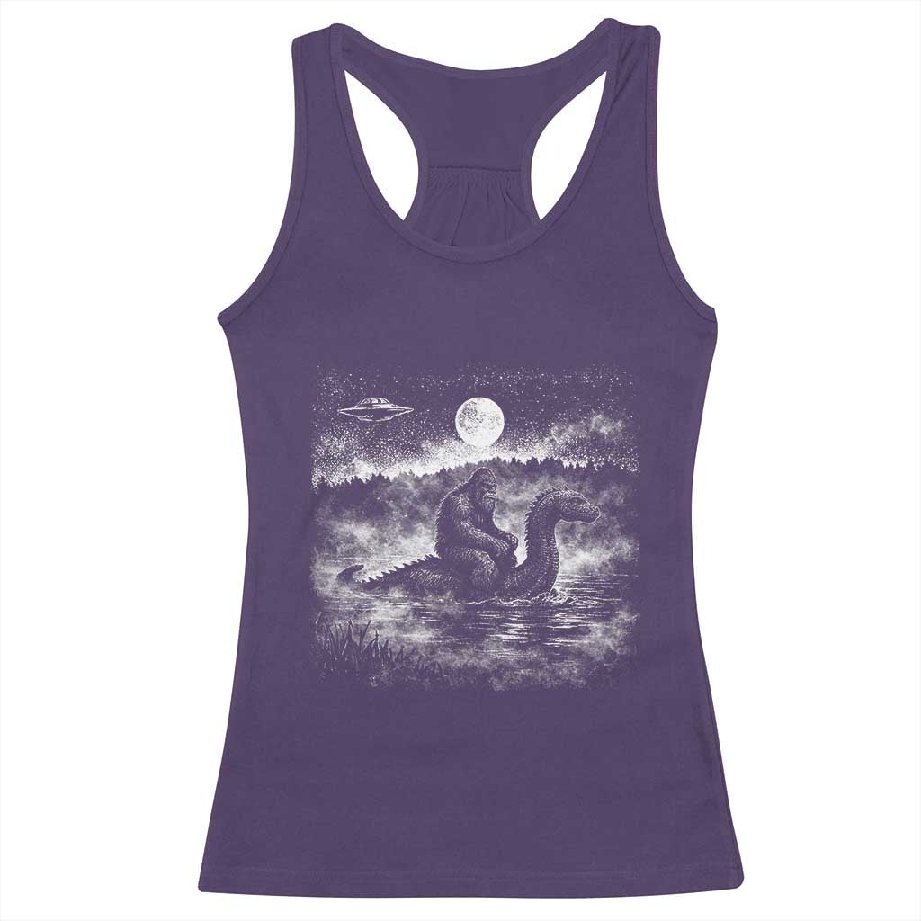 Bigfoot Loch Ness Monster Racerback Tank Top Funny Retro Sasquatch Nessie Funny Cryptid Vintage Graphic TS10 Purple Print Your Wear