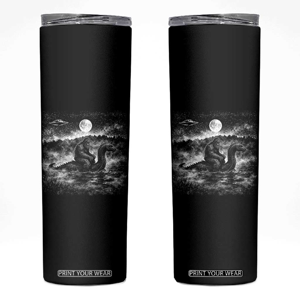 Bigfoot Loch Ness Monster Skinny Tumbler Funny Retro Sasquatch Nessie Funny Cryptid Vintage Graphic TS10 Black Print Your Wear