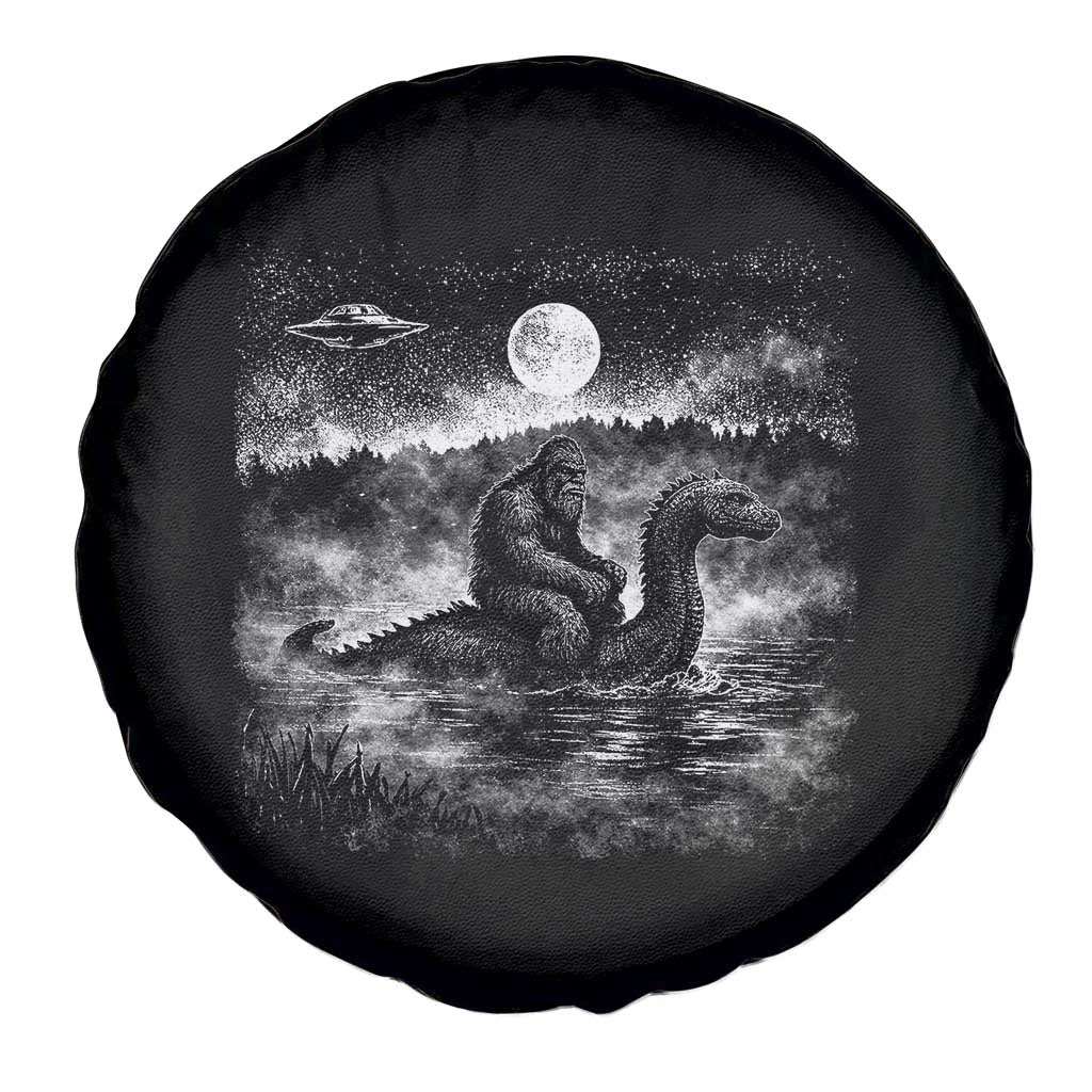 Bigfoot Loch Ness Monster Spare Tire Cover Funny Retro Sasquatch Nessie Funny Cryptid Vintage Graphic TS10 Print Your Wear