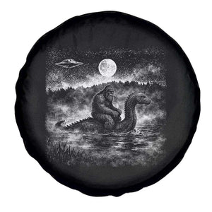 Bigfoot Loch Ness Monster Spare Tire Cover Funny Retro Sasquatch Nessie Funny Cryptid Vintage Graphic TS10 Print Your Wear
