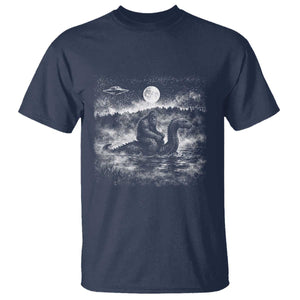 Bigfoot Loch Ness Monster T Shirt Funny Retro Sasquatch Nessie Funny Cryptid Vintage Graphic TS10 Navy Print Your Wear