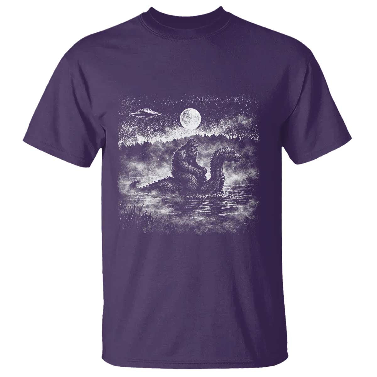 Bigfoot Loch Ness Monster T Shirt Funny Retro Sasquatch Nessie Funny Cryptid Vintage Graphic TS10 Purple Print Your Wear