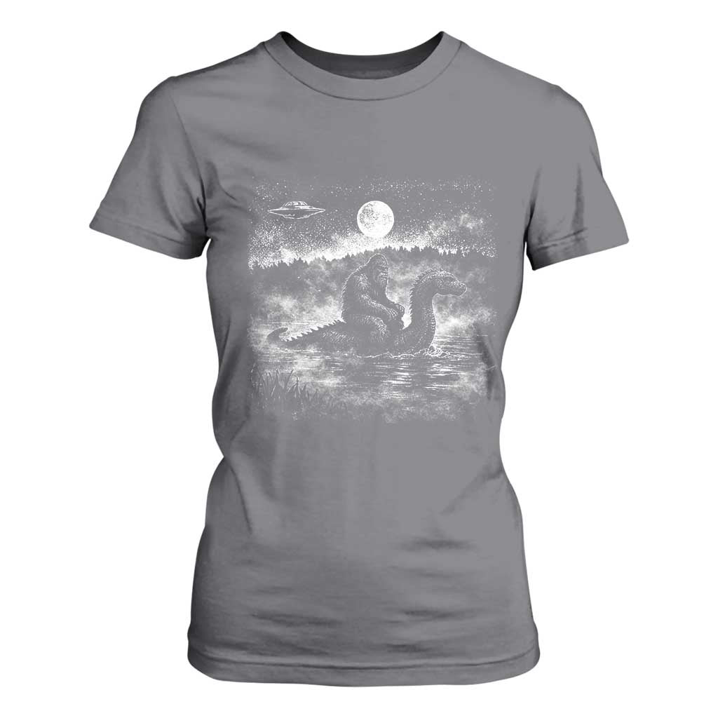 Bigfoot Loch Ness Monster T Shirt For Women Funny Retro Sasquatch Nessie Funny Cryptid Vintage Graphic TS10 Charcoal Print Your Wear