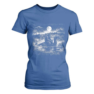 Bigfoot Loch Ness Monster T Shirt For Women Funny Retro Sasquatch Nessie Funny Cryptid Vintage Graphic TS10 Royal Blue Print Your Wear