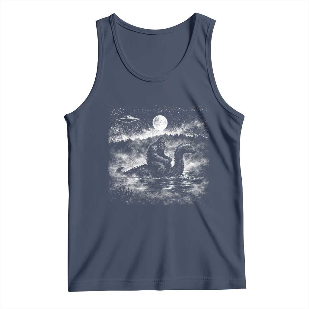 Bigfoot Loch Ness Monster Tank Top Funny Retro Sasquatch Nessie Funny Cryptid Vintage Graphic TS10 Navy Print Your Wear