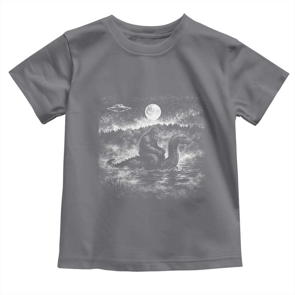 Bigfoot Loch Ness Monster Toddler T Shirt Funny Retro Sasquatch Nessie Funny Cryptid Vintage Graphic TS10 Charcoal Print Your Wear