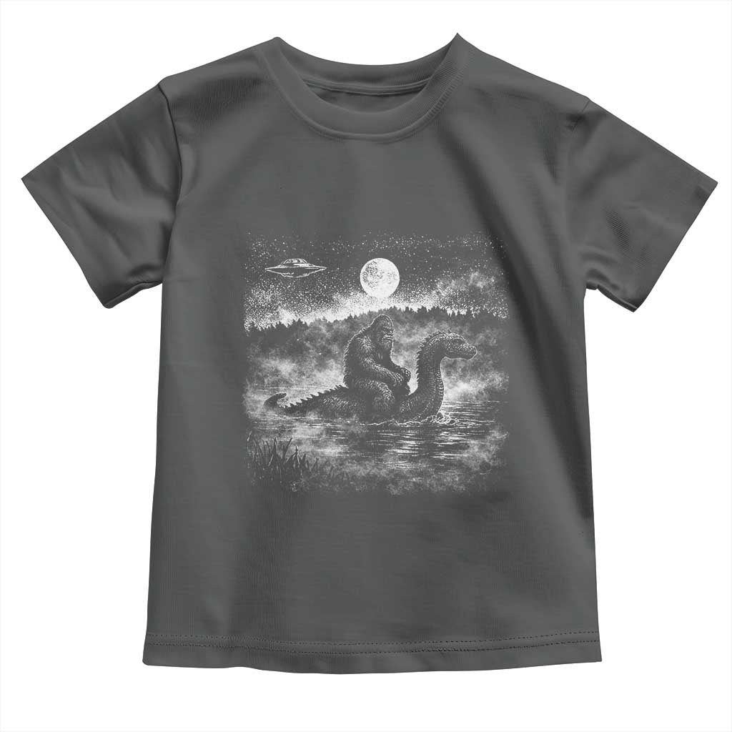 Bigfoot Loch Ness Monster Toddler T Shirt Funny Retro Sasquatch Nessie Funny Cryptid Vintage Graphic TS10 Dark Heather Print Your Wear