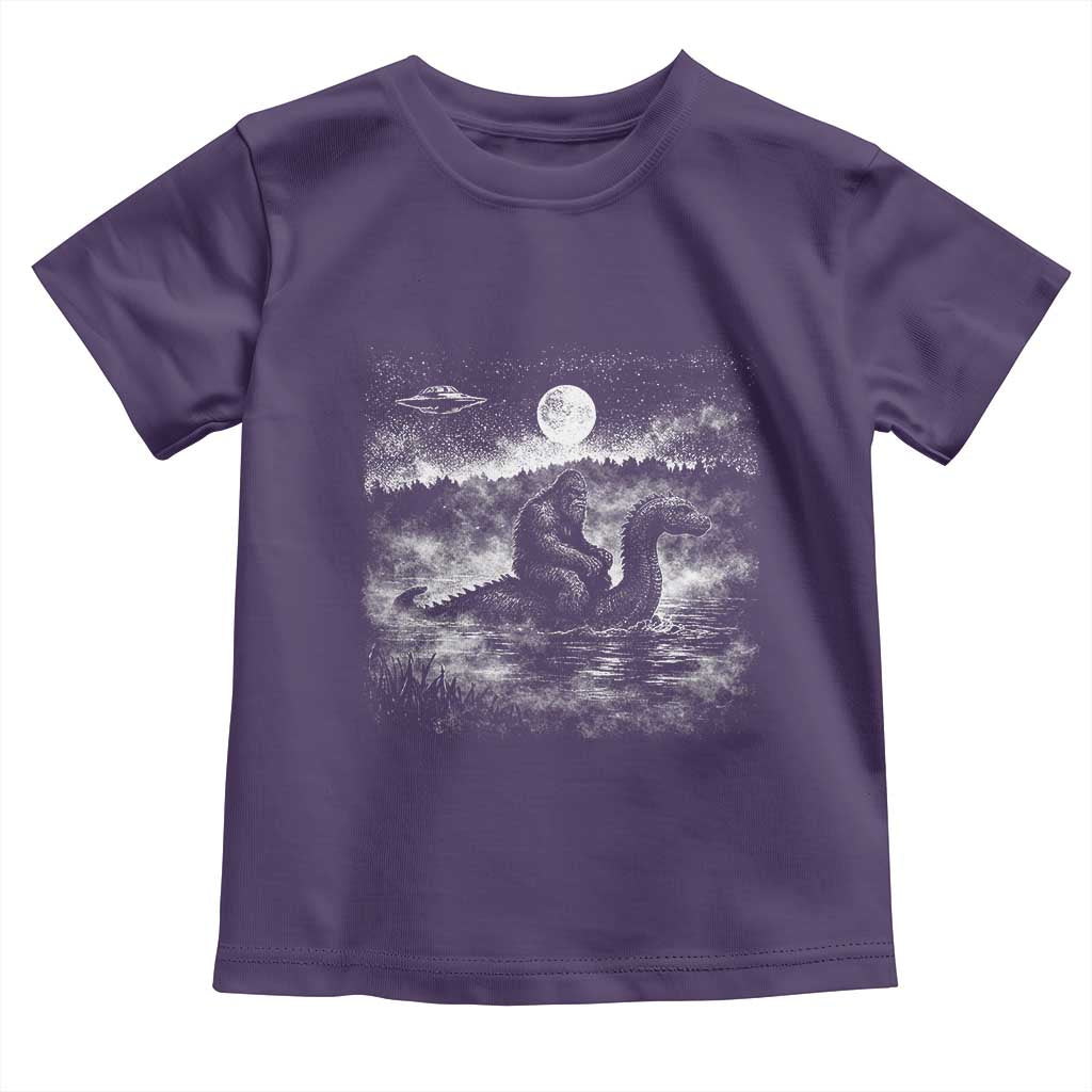Bigfoot Loch Ness Monster Toddler T Shirt Funny Retro Sasquatch Nessie Funny Cryptid Vintage Graphic TS10 Purple Print Your Wear