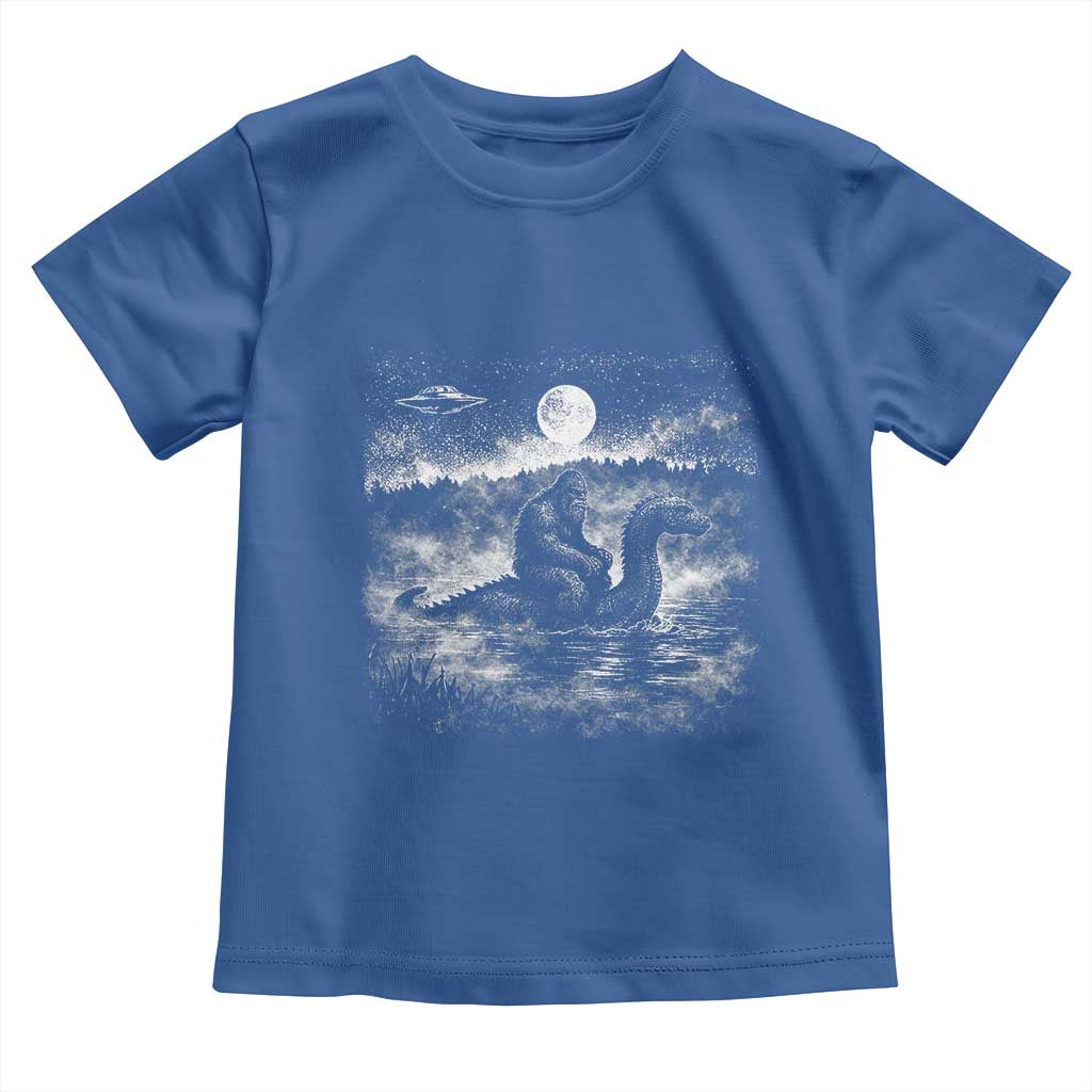 Bigfoot Loch Ness Monster Toddler T Shirt Funny Retro Sasquatch Nessie Funny Cryptid Vintage Graphic TS10 Royal Blue Print Your Wear