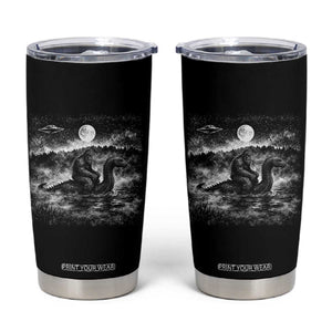 Bigfoot Loch Ness Monster Tumbler Cup Funny Retro Sasquatch Nessie Funny Cryptid Vintage Graphic TS10 Black Print Your Wear