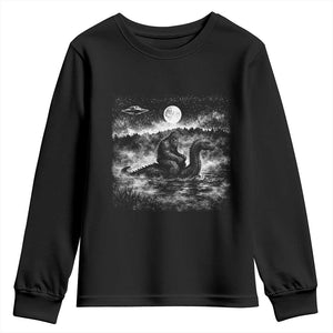 Bigfoot Loch Ness Monster Youth Sweatshirt Funny Retro Sasquatch Nessie Funny Cryptid Vintage Graphic TS10 Black Print Your Wear