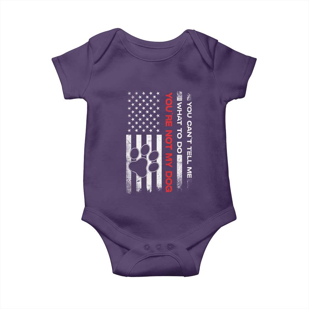 Funny Dog Lovers Baby Onesie You Cant Tell Me What To Do Youre Not My Dog USA Flag TS10 Purple Print Your Wear