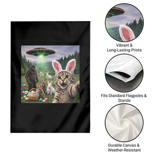 Funny Easter Day Garden Flag - Cat Selfie With Bunny - Bigfoot UFO Bunny Egg TS10 Print Your Wear