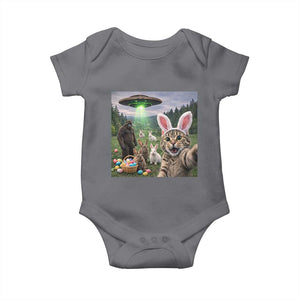 Funny Easter Day Baby Onesie Cat Selfie With Bunny Bigfoot UFO Bunny Egg TS10 Charcoal Print Your Wear