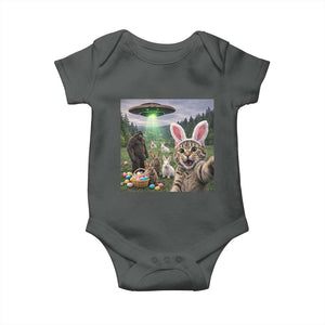 Funny Easter Day Baby Onesie Cat Selfie With Bunny Bigfoot UFO Bunny Egg TS10 Dark Heather Print Your Wear