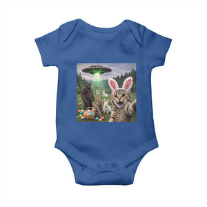 Funny Easter Day Baby Onesie Cat Selfie With Bunny Bigfoot UFO Bunny Egg TS10 Royal Blue Print Your Wear