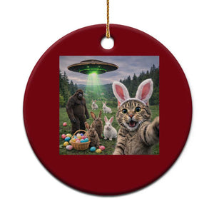Funny Easter Day Ceramic Ornament Cat Selfie With Bunny Bigfoot UFO Bunny Egg TS10 1pc Red Print Your Wear