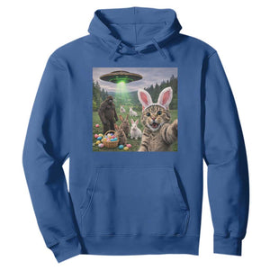 Funny Easter Day Hoodie Cat Selfie With Bunny Bigfoot UFO Bunny Egg TS10 Royal Blue Print Your Wear