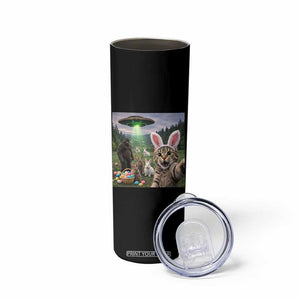 Funny Easter Day Skinny Tumbler Cat Selfie With Bunny Bigfoot UFO Bunny Egg TS10 Print Your Wear