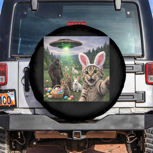 Funny Easter Day Spare Tire Cover Cat Selfie With Bunny Bigfoot UFO Bunny Egg TS10 No hole Black Print Your Wear