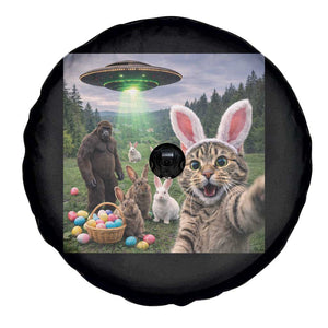 Funny Easter Day Spare Tire Cover Cat Selfie With Bunny Bigfoot UFO Bunny Egg TS10 Print Your Wear